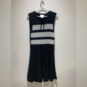Kate Spade New York Jacquard Sleeveless Sweater Dress Black Beige Size L
